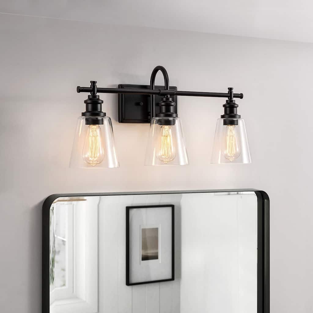 KAWOTI 3 Light Bathroom Vanity Light with Glass Shades