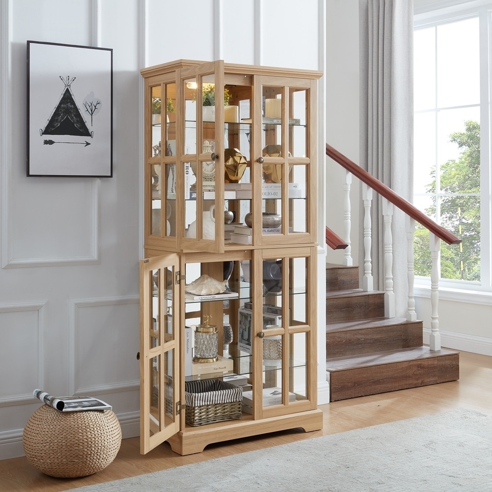 Antique Display Cabinet with Glass Doors Adjustable Shelves