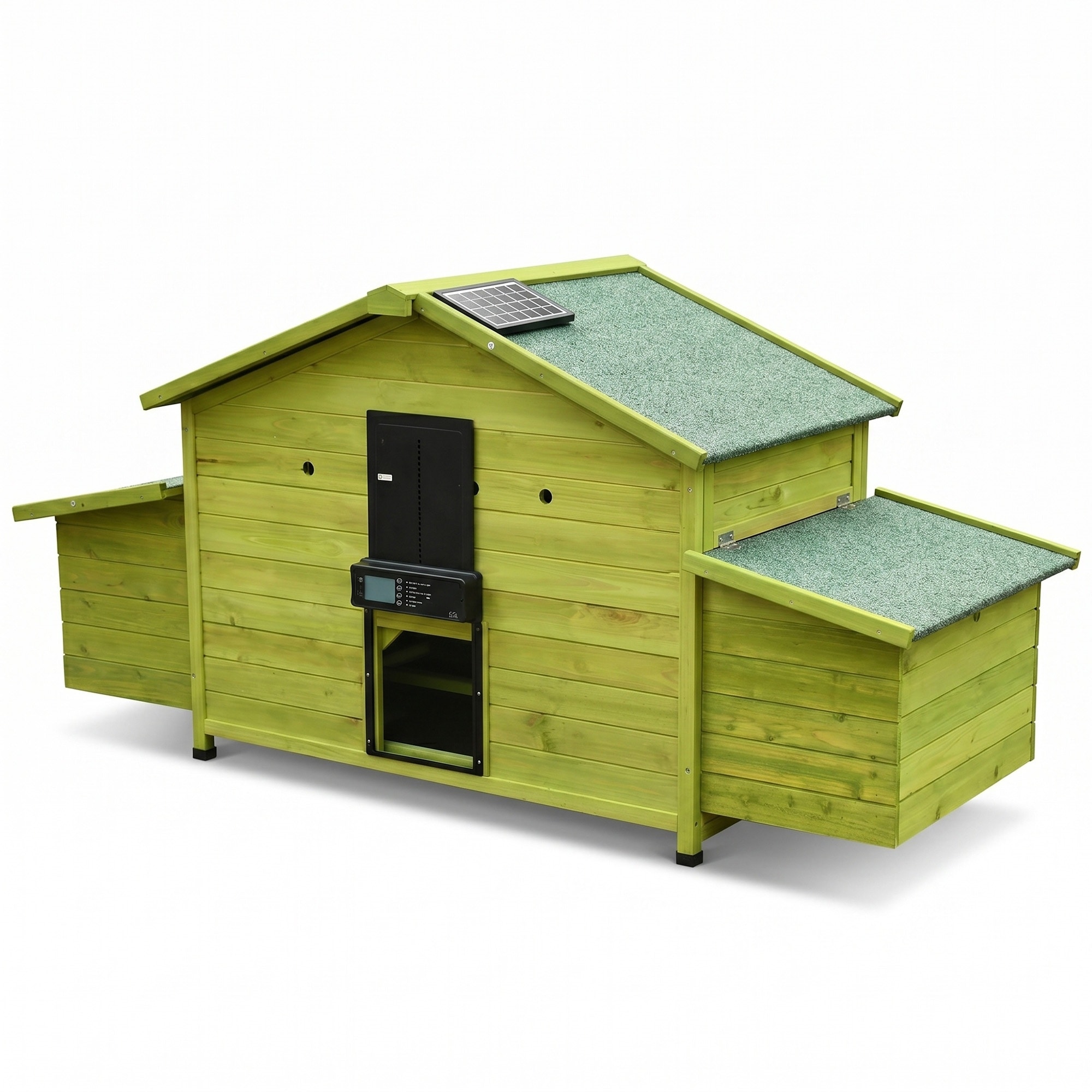 70 in Solar Auto Door Solid Wood Chicken Coop 2 Nesting Boxes
