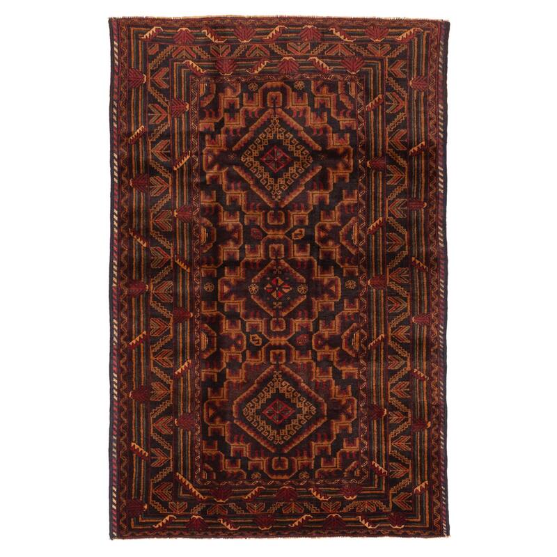 ECARPETGALLERY Hand-knotted Teimani Dark Brown Wool Rug - 3'10 x 5'11