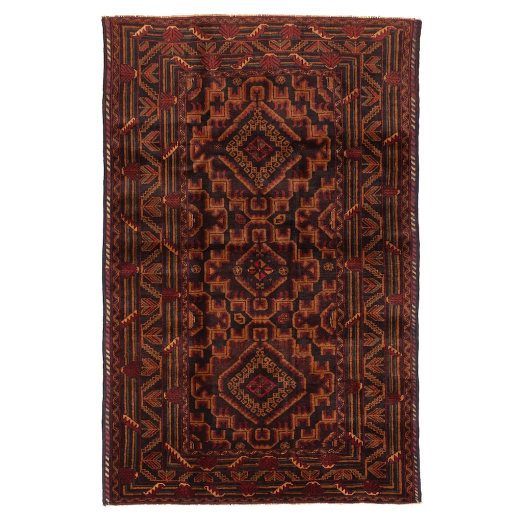 ECARPETGALLERY Hand-knotted Teimani Dark Brown Wool Rug - 3'10 x 5'11