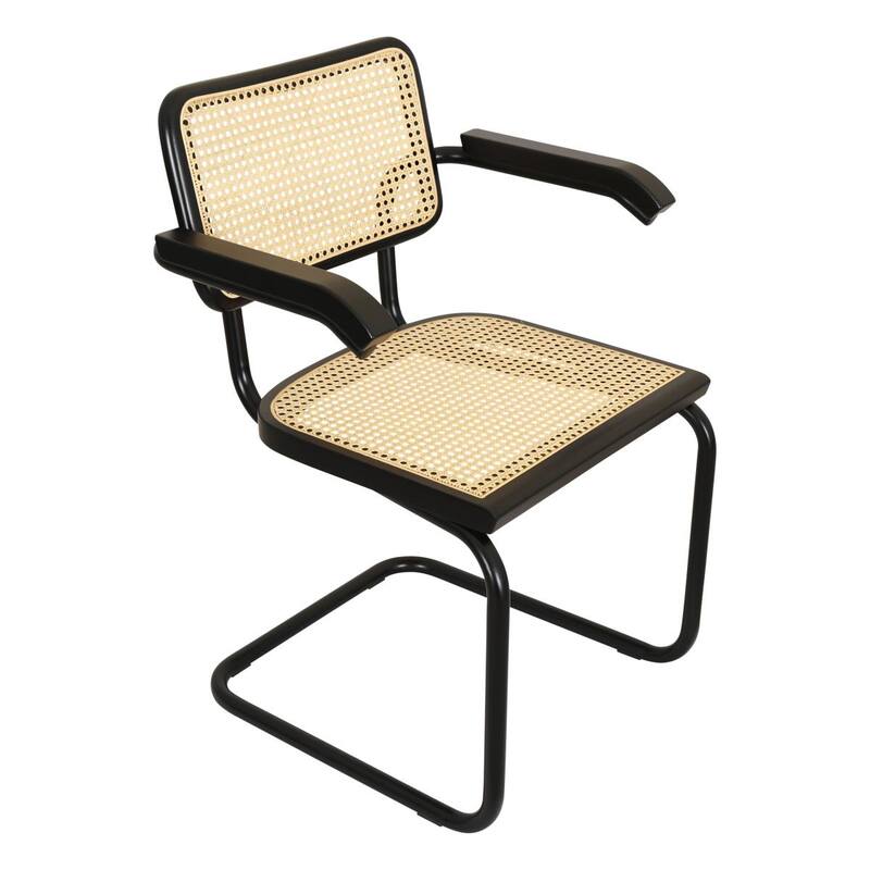 Breuer Chair Company Marcel Breuer Cesca Cane Cantilever Armchair Arm Chair w/ Black Steel Frame (Various Wood & Cane Colors)