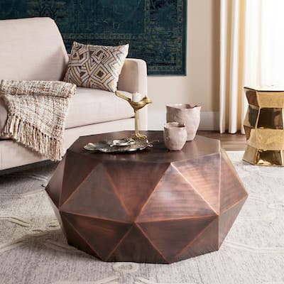 SAFAVIEH Astrid Faceted Copper Coffee Table - 31" x 15.5" x 31"