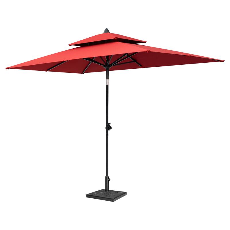 Crestlive Products 9 x 5 FT Double Top Patio Outdoor Market Umbrella and Base Stand