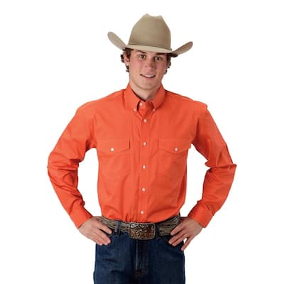 Roper Western Shirt Mens L/S Solid Button Orange 03-001-0365-1070 OR