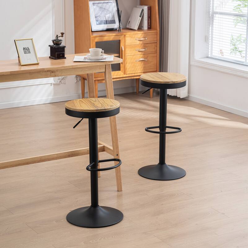 Adjustable Swivel Bar Chairs Backless Round Barstools Set of 2