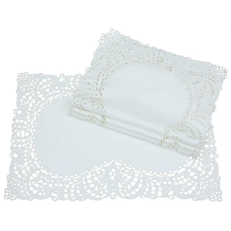 Dainty Lace-12x18-Placemats-Set of 4-Ivory - 12 x 18 - Off-White
