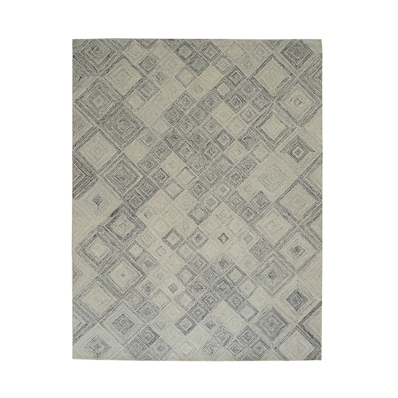Hand-tufted Wool MULTY GREY Transitional Geometric Modern Tufted Rug - 5' x 8'