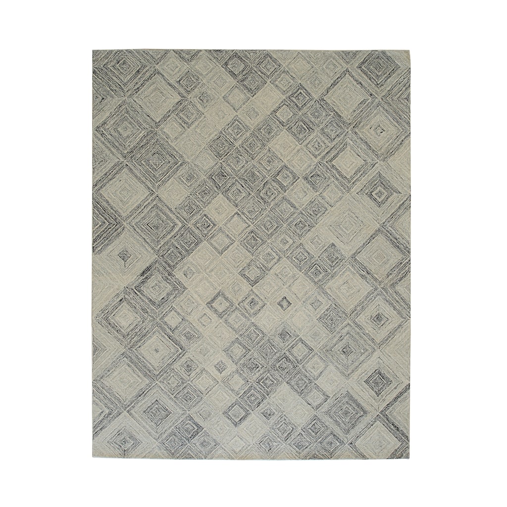 Hand-tufted Wool MULTY GREY Transitional Geometric Modern Tufted Rug - 5' x 8'