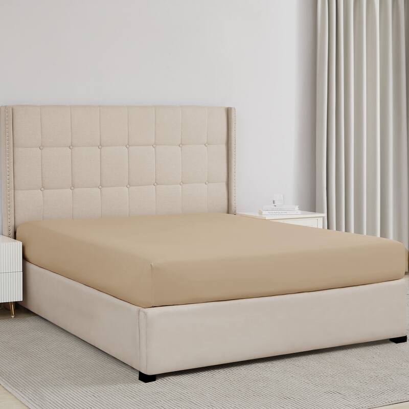 Vilano Extra Deep Pocket Fitted Bed Sheet , 2 pack, Fitted Sheet Only, Bed Sheet Seperates - Twin XL - Sand