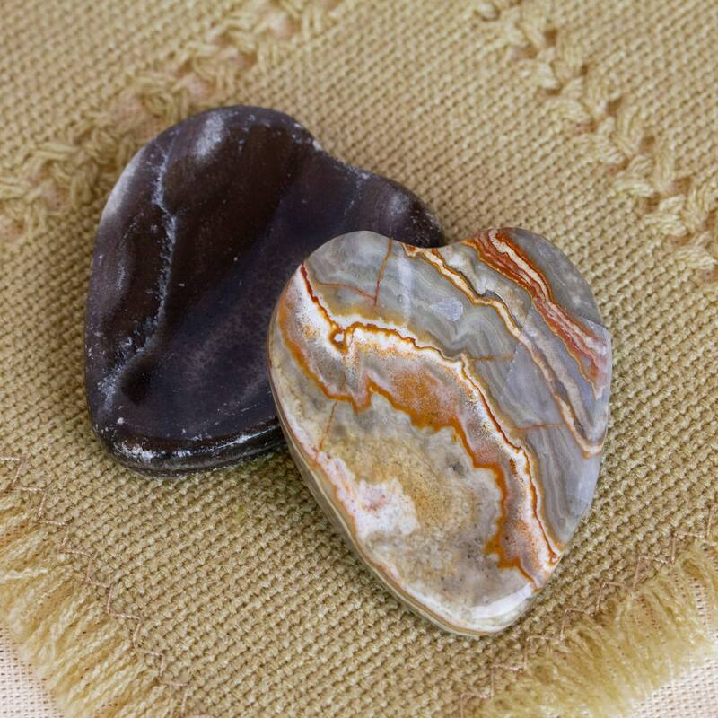 Novica Handmade Elegant Heart Amulet Stress-Relieving Stones (Pair)