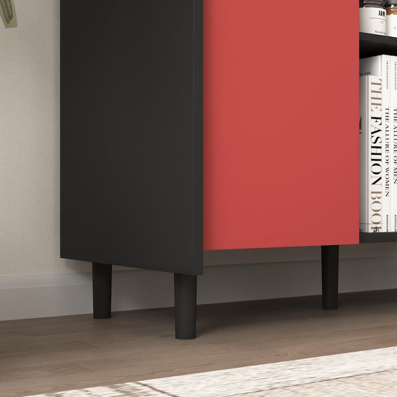 Sideboard Buffet Cabinet with 2 Drawers, Coffee Bar Cabinet with 2 Open Storage Compartment, Accent Cabinet with Metal Legs