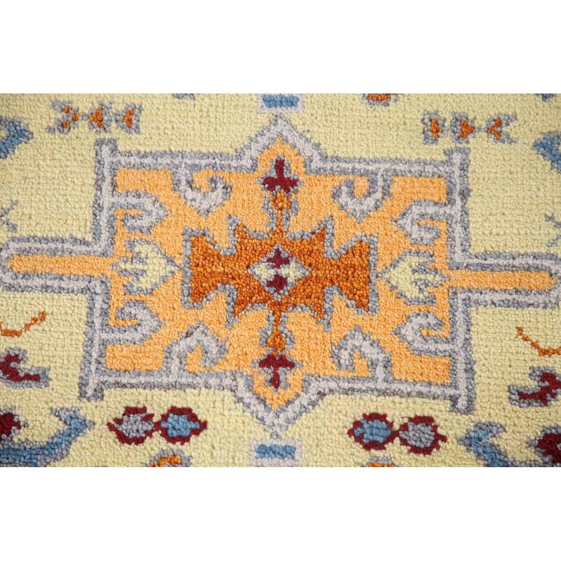 Geometric Kazak Accent Rug Hand-Knotted Wool Carpet - 3'0"x 5'0"