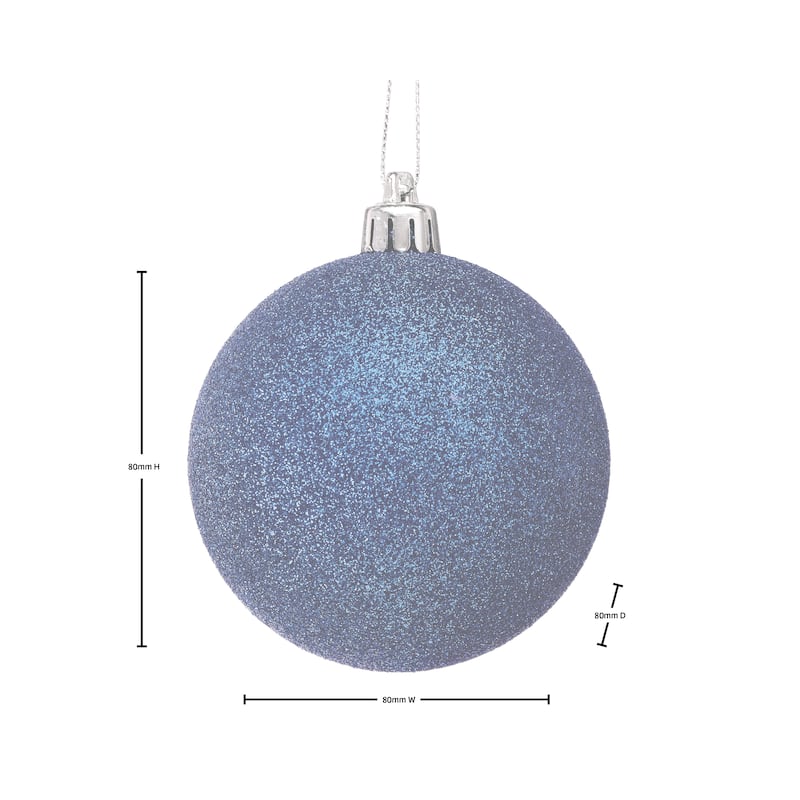 80mm Shatterproof Plastic Glitter Ball Set of 2