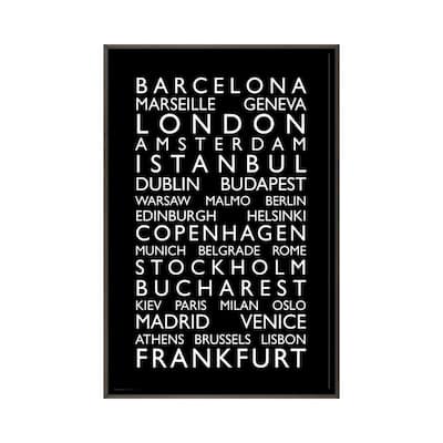 iCanvas "World Cities Bus Roll II" by Michael Tompsett Framed