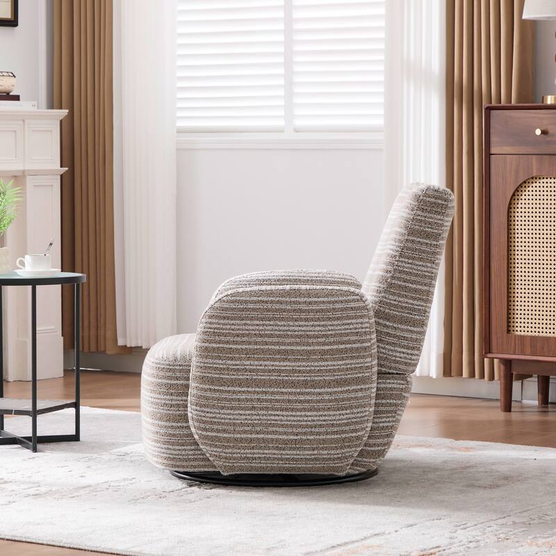 Swivel Striped Accent Chair with Metal Base, Modern Arm Chair for Living Room, Fabric Club Single Sofa Chair