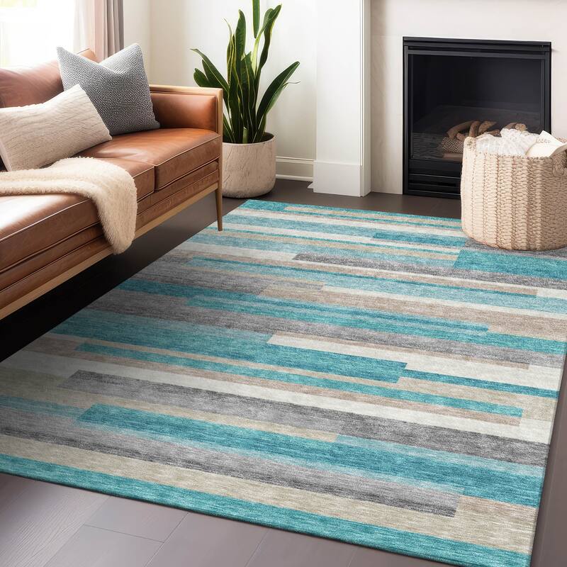 Premium Washable Super Soft Stripes Stacked Mayfield Rug