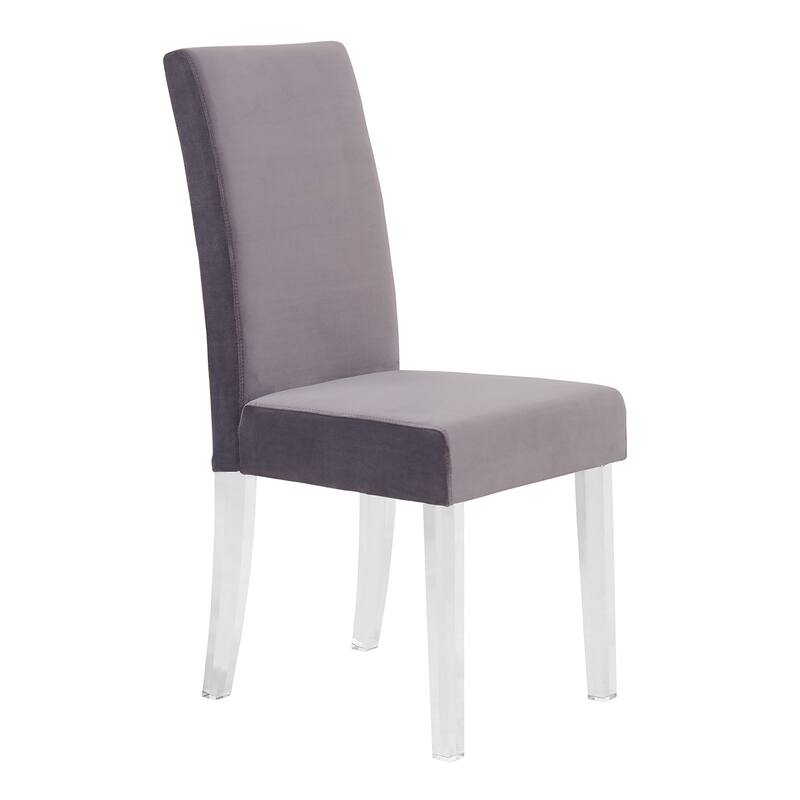 Dalia Modern and Contemporary Dining Chair in Black Velvet with Acrylic Legs - Set of 2