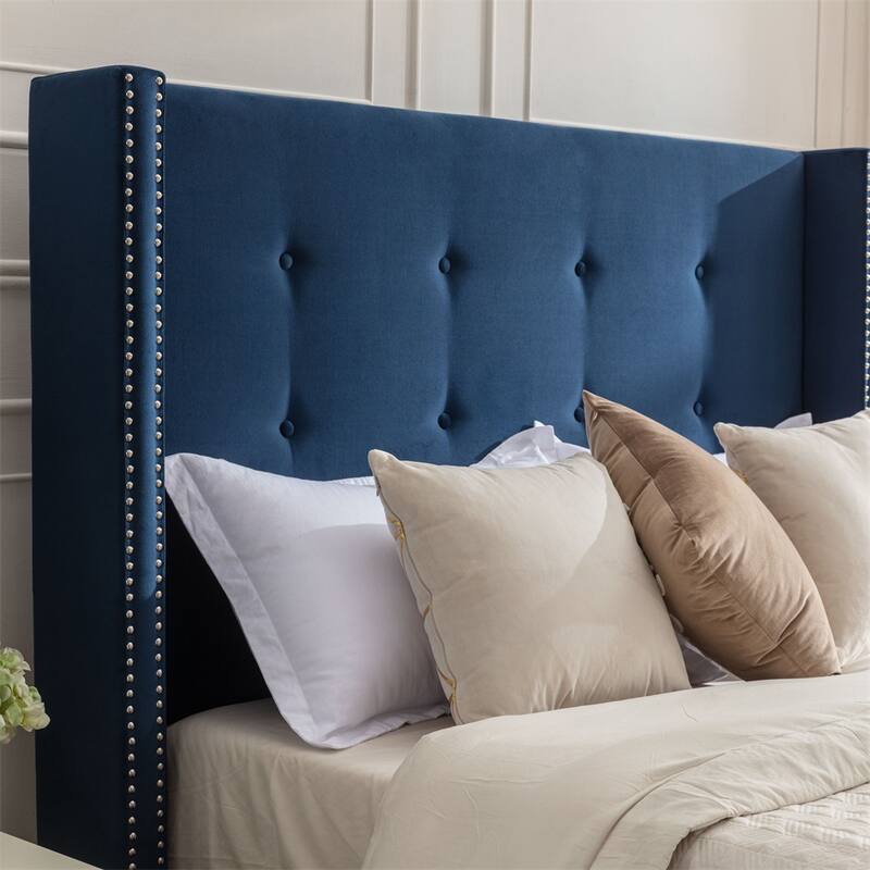 Upholstered King Bed Features a 54" High Headboard w/Buttoned Tuft