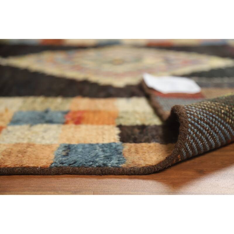 Checkered Moroccan Oriental Area Rug Handmade Wool Carpet - 6'0" x 7'8"