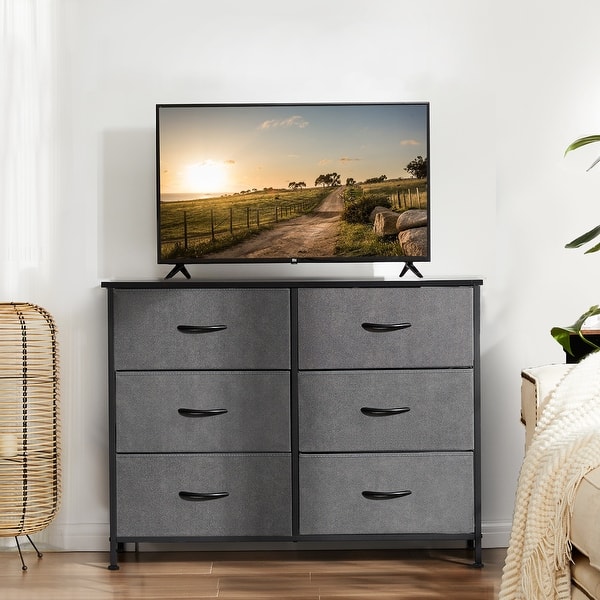 TV Stand Dresser for Bedroom Kids Room Furniture Coffee Cabinet with Chest  of Drawers Metal Frame and Wooden Top for TV,Gray - Bed Bath & Beyond -  41232969