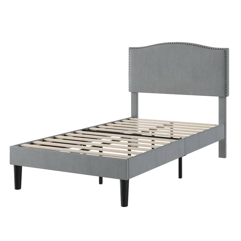 VCCELO 2-Pack Twin Size Bed Frame with Adjustable Headboard Noise-Free Twin Size Bed Set of 2 for Kids Room Dorm Apartments