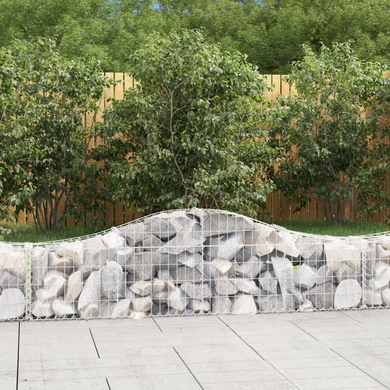 vidaXL Gabion Basket Arched Gabion Basket Planter for Flower Galvanized Iron - 78.7 x 78.7 x 23.6 inch - Silver - 78.7 x 78.7 x 23.6 in