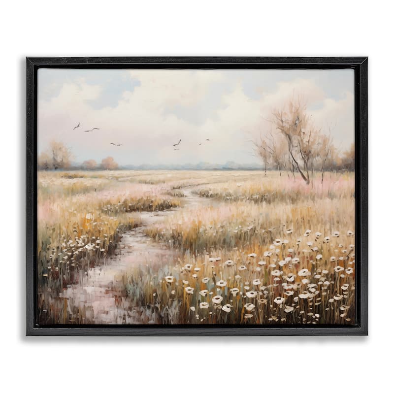 Stupell Wildflowers by Rural Path Framed Floater Canvas Wall Art Design By Arlington Prints - 31 x 25 - Black