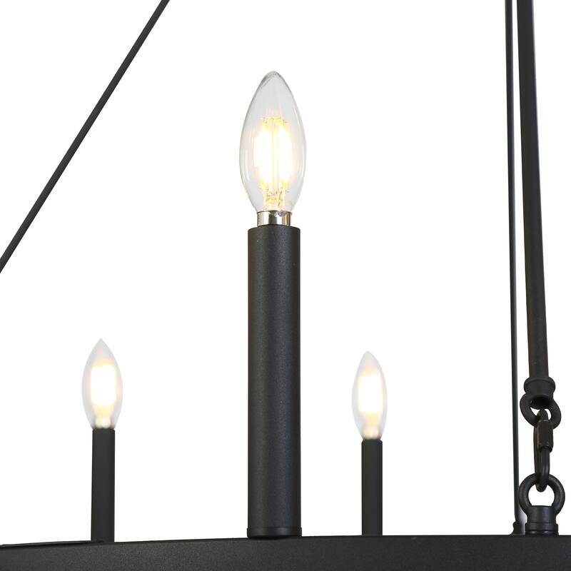 Modern Transitional Black 12-Light Wagon Wheel Chandelier for Living Dining Room - W39.4"*H36.6"