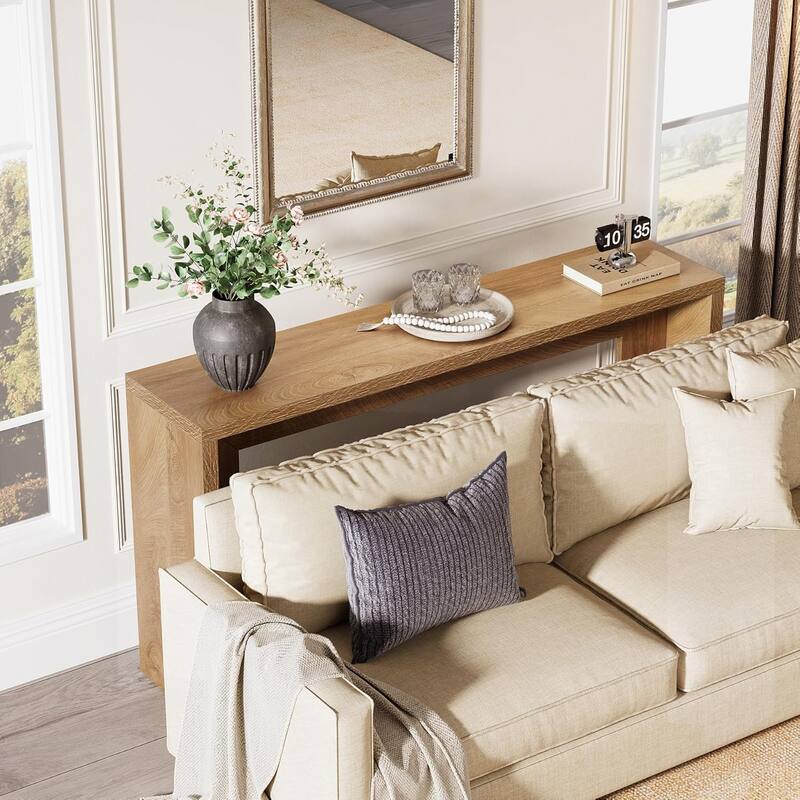 Farmhouse Brown Wood Console Table Entryway Table for Living Room