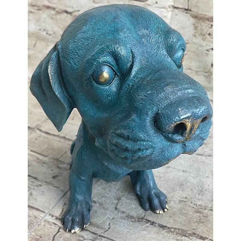 Bobble Head Style Labrador Retriever Puppy Dog Bronze Metal Figure Statue Art