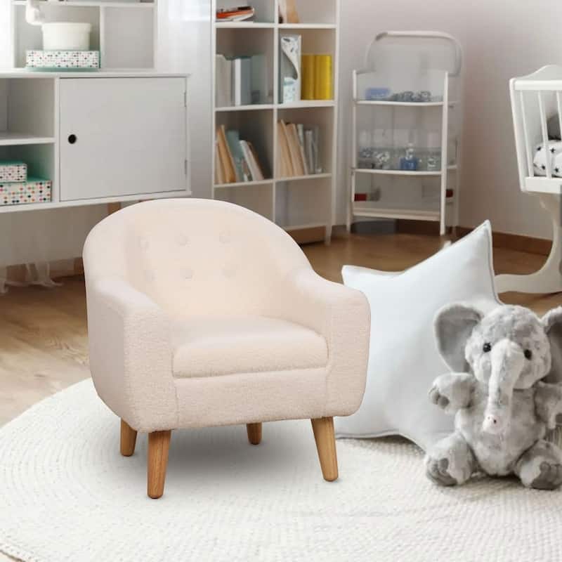 White Teddy Club Kids Arm Chair with Foam Seat and Washable Fabric