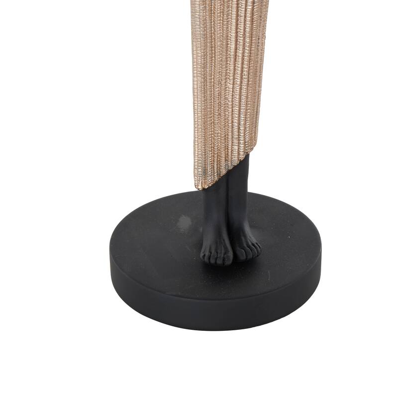 Black Polystone Woman Decorative Sculpture with Ivory Dress