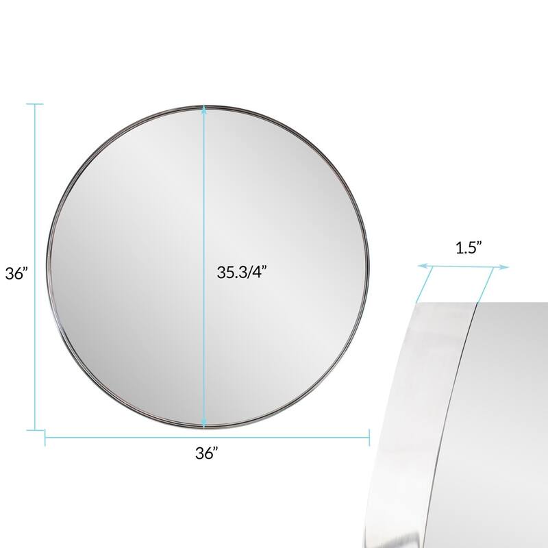 Steele Polished Silver Round Mirror - 41 x 41 x 6