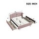 preview thumbnail 9 of 16, Upholstered Platform Bed with Wingback Headboard and 4 Drawers, No Box Spring Needed, Linen Fabric, Queen Size Pink