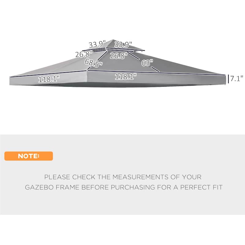 Outsunny Gazebo Replacement Canopy for Model 01 -0153, 2-Tier Top Cover for 9.84' x 9.84' Outdoor Gazebo, Brown (TOP ONLY)