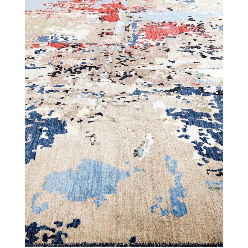 Ikat One-of-a-Kind Hand-Knotted Area Rug - Navy, 9' 4" x 12' 4" - 9' 4" x 12' 4"