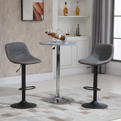HOMCOM Swivel Bar Stools Set of 2 Bar Height Chairs Adjustable Height Barstool PU Leather Padded with Back - 17.25*17*41.75