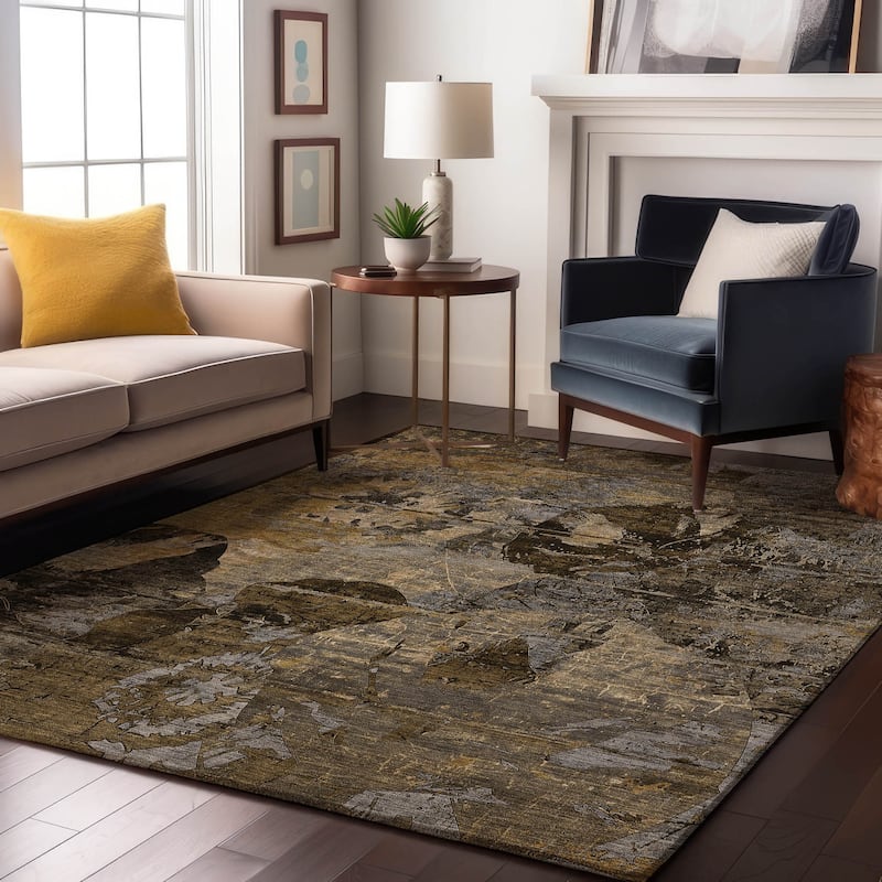 Premium Washable Super Soft Solid Abstract Mayfield Rug - Mocha - 10' x 14' - Rectangle