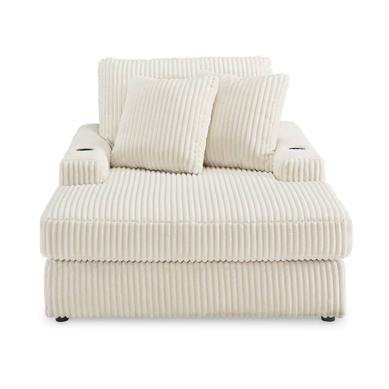 Lindy Chaise Lounge Chair, Reversible Cushions Ivory Polyester 64 Inch