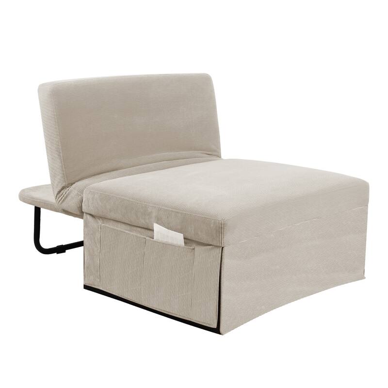 Corduroy Single Convertible Sofa Bed with Reclining Backrest