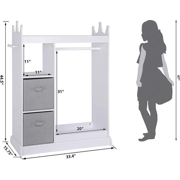 dimension image slide 0 of 2, UTEX Kids Dress up Storage with Mirror and Storage Bin,Kids Armoire Dresser,Costume Closet,Pretend Storage Closet for Kids