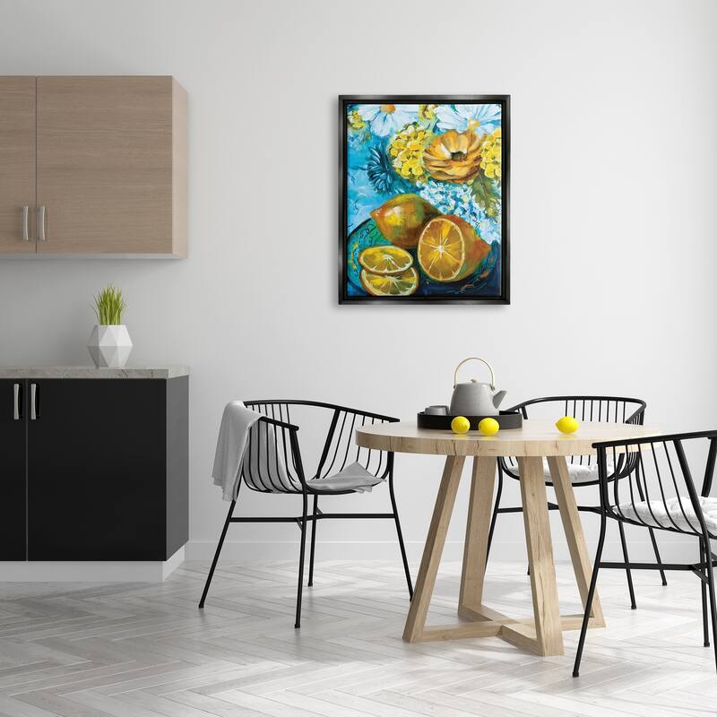 Stupell Lemons & Flowers Painting Framed Floater Canvas Wall Art Design by Linda McClure