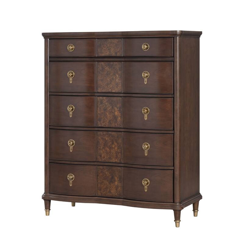Furniture of America Prylen Modern Dark Cherry Solid Wood 5-Drawer Chest - Dark Cherry
