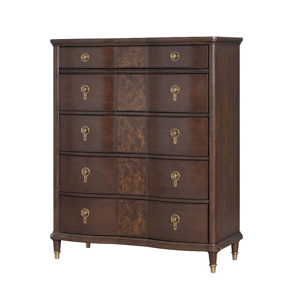 Furniture of America Prylen Modern Dark Cherry Solid Wood 5-Drawer Chest