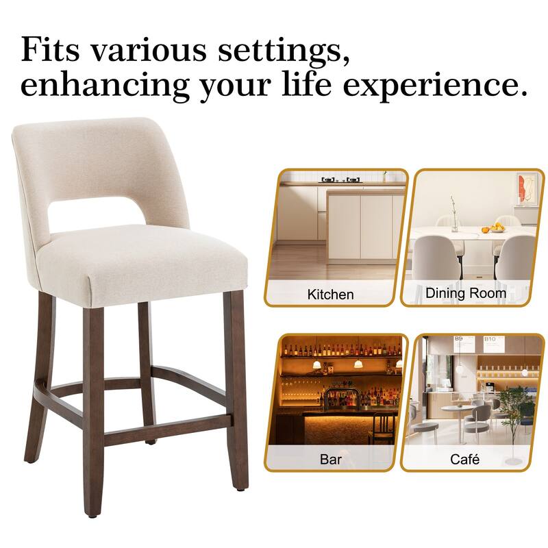 Set of 2/4/6,Upholstered Counter Height Bar Stools,Modern Counter Stools with Wood Legs for Kitchen Island Dining Room Bar