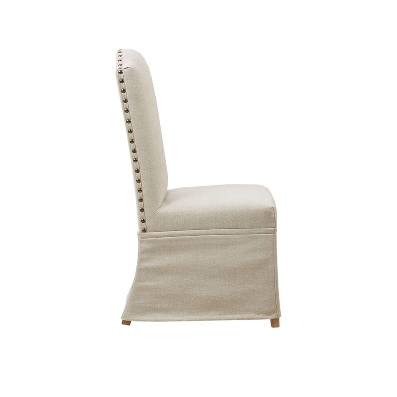 Madison Park Capa Beige Set of 2 High Back Dining Chairs with Skirts