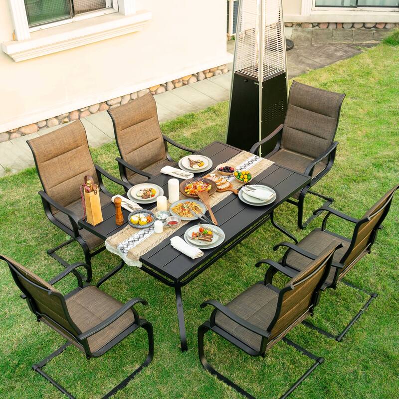 Outdoor Patio Dining Chairs, Breathable Textilene, Iron Frame