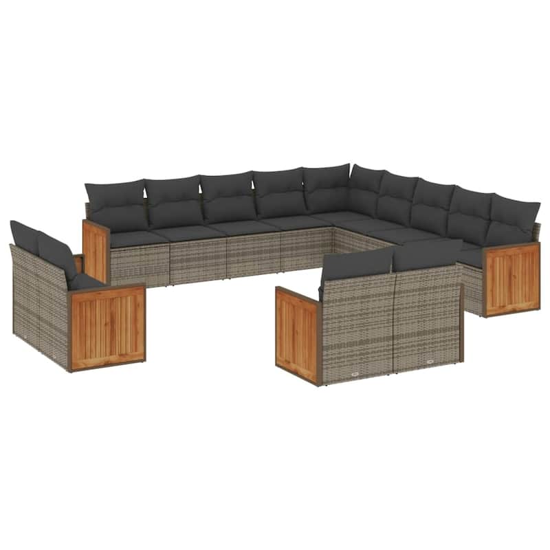 vidaXL Patio Sofa Set with Cushions Outdoor Conversation Furniture Poly Rattan