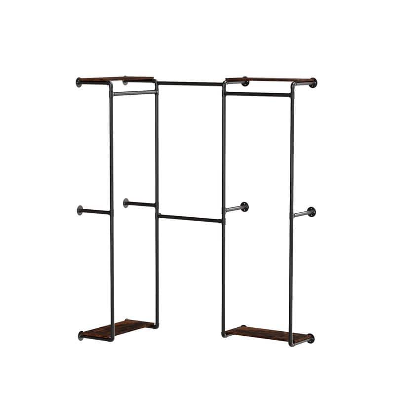 Industrial Pipe Clothes Rack Wall Mounted Clothing Rack Wardrobe Storage Clothes